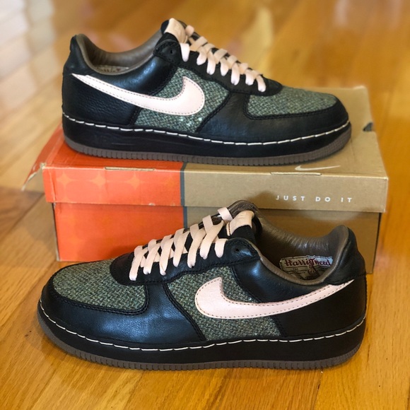 Nike Shoes | Rare Pads Nike Air Force One Low Inside Out Harris Tweed from 2008 | Color: Black/Green | Size: 11 | Chillwillforrel's Closet